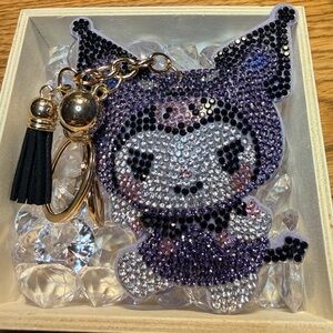 Sanrio Kuromi Crystal KeyChain with Gold Accents